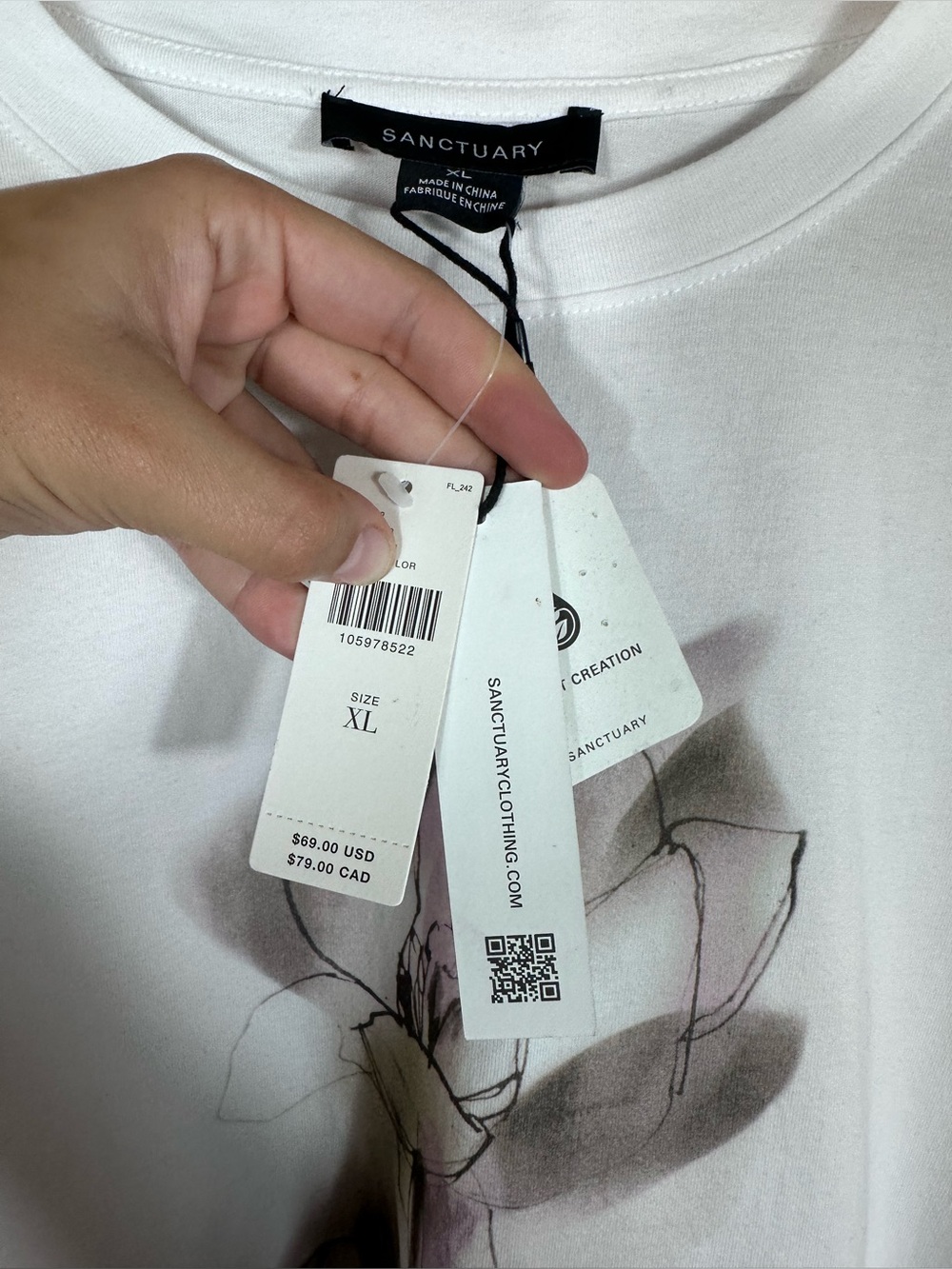 NWT Sanctuary Belle Cotton Graphic Tee - Size XL - Picture 6 of 11